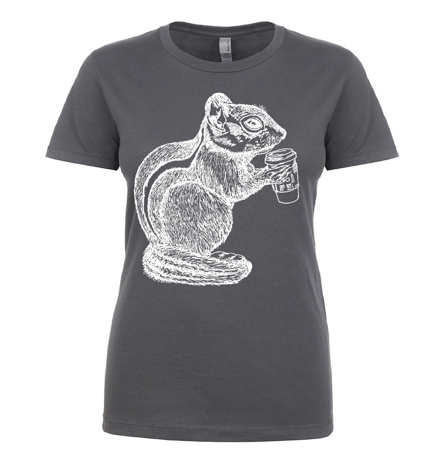 Chipmunk Drinking Coffee Ladies T Shirt