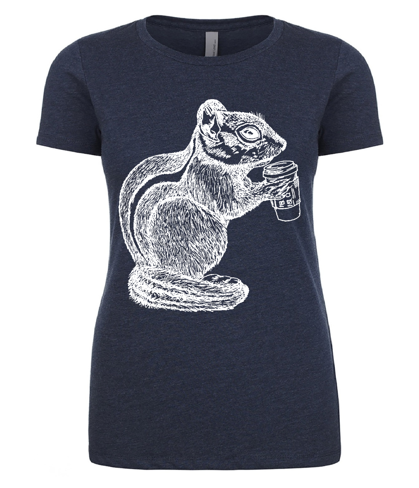 Chipmunk Drinking Coffee Ladies T Shirt
