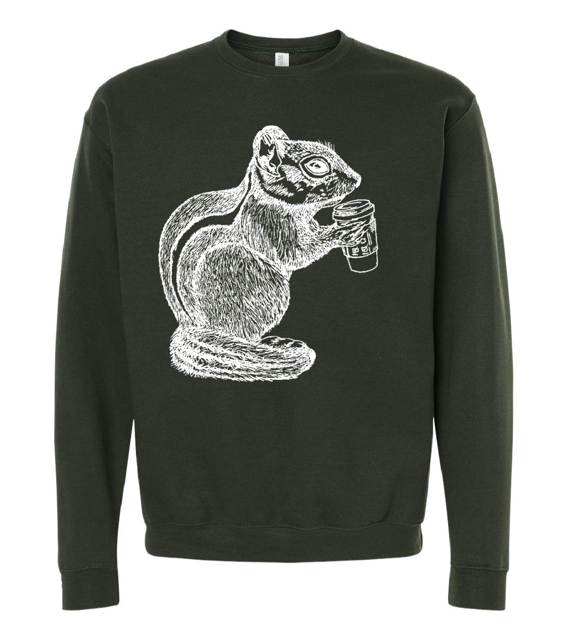 Chipmunk Drinking Coffee Unisex Fleece Crewneck