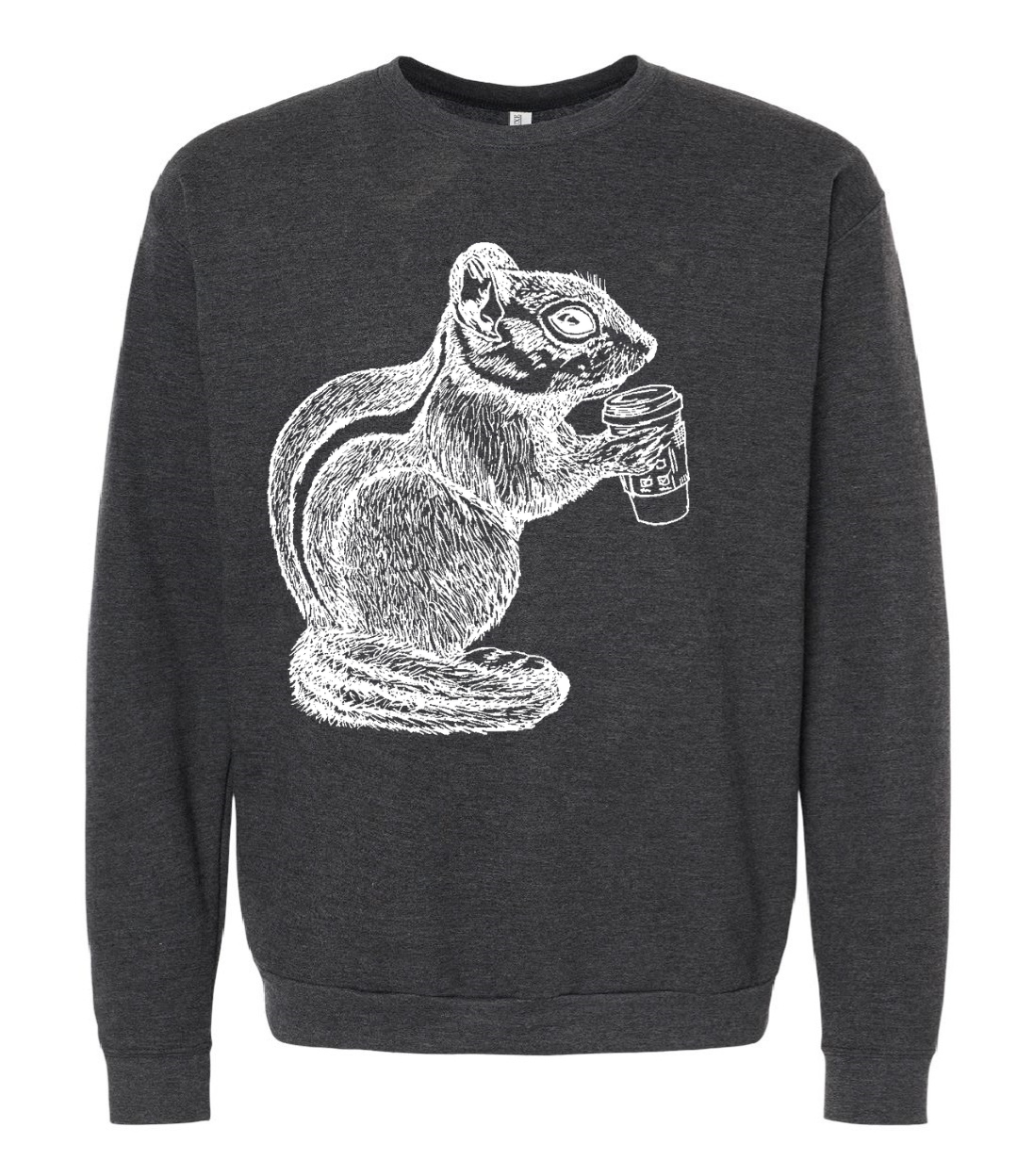 Chipmunk Drinking Coffee Unisex Fleece Crewneck