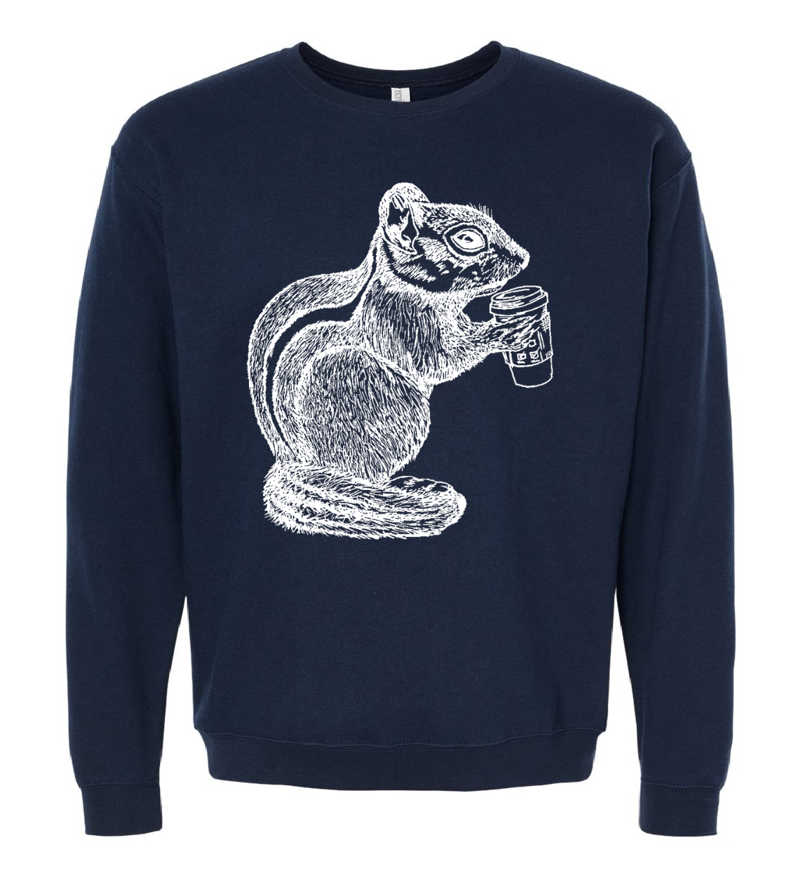 Chipmunk Drinking Coffee Unisex Fleece Crewneck