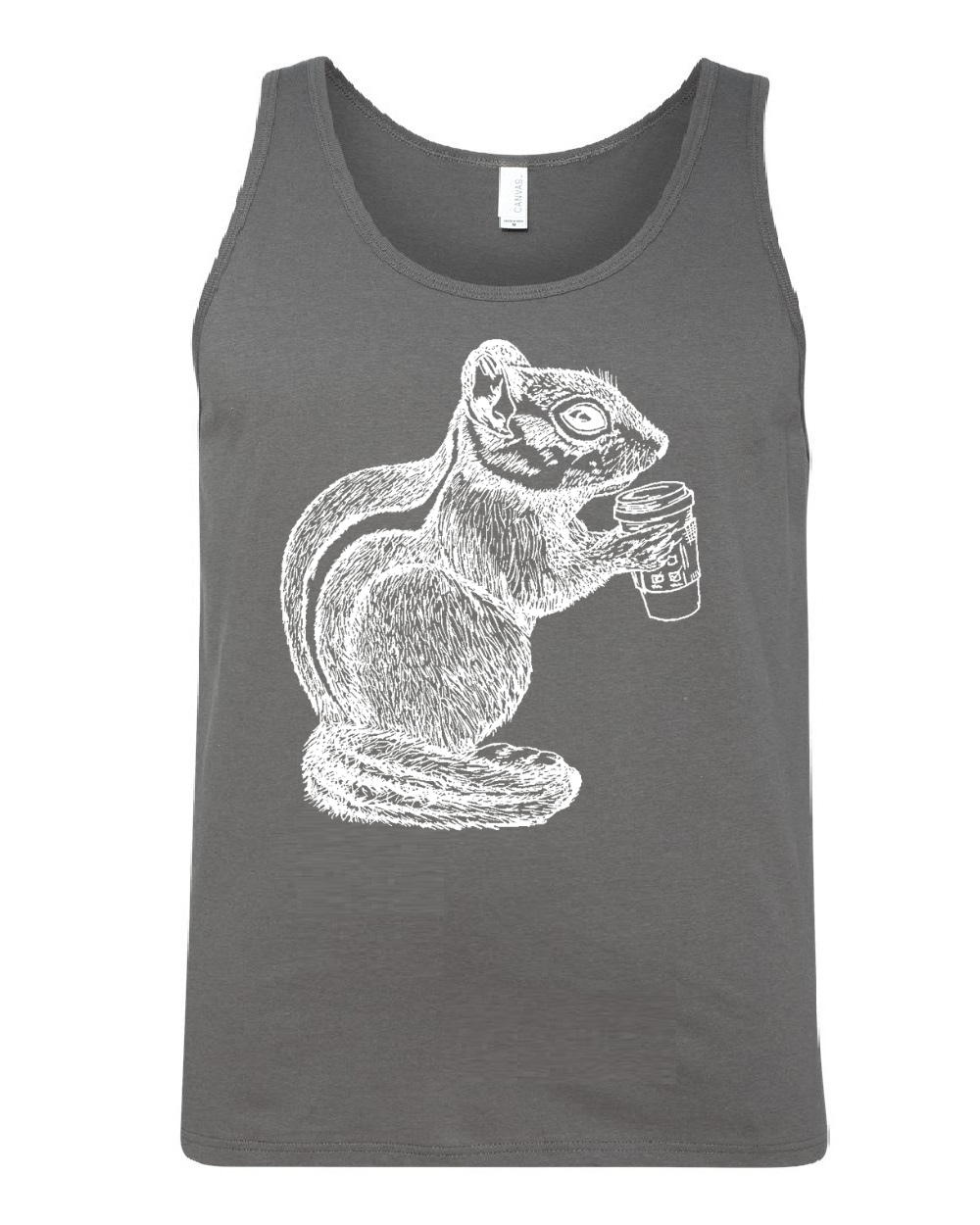 Chipmunk Drinking Coffee Unisex Tank Top
