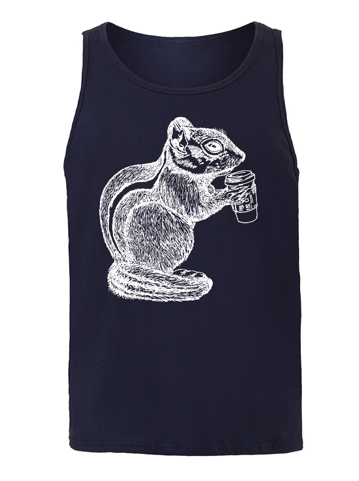 Chipmunk Drinking Coffee Unisex Tank Top