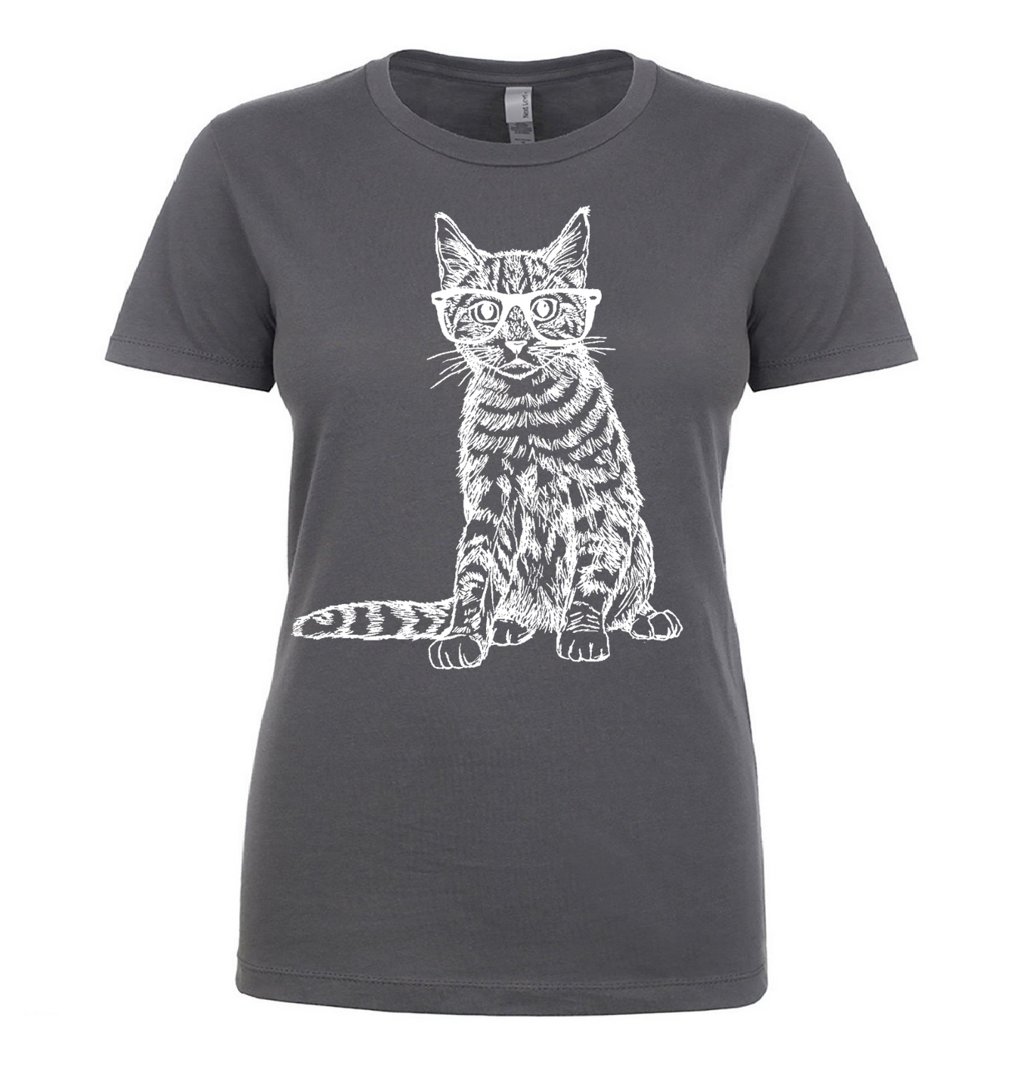 Cat Wearing Glasses Ladies T Shirt