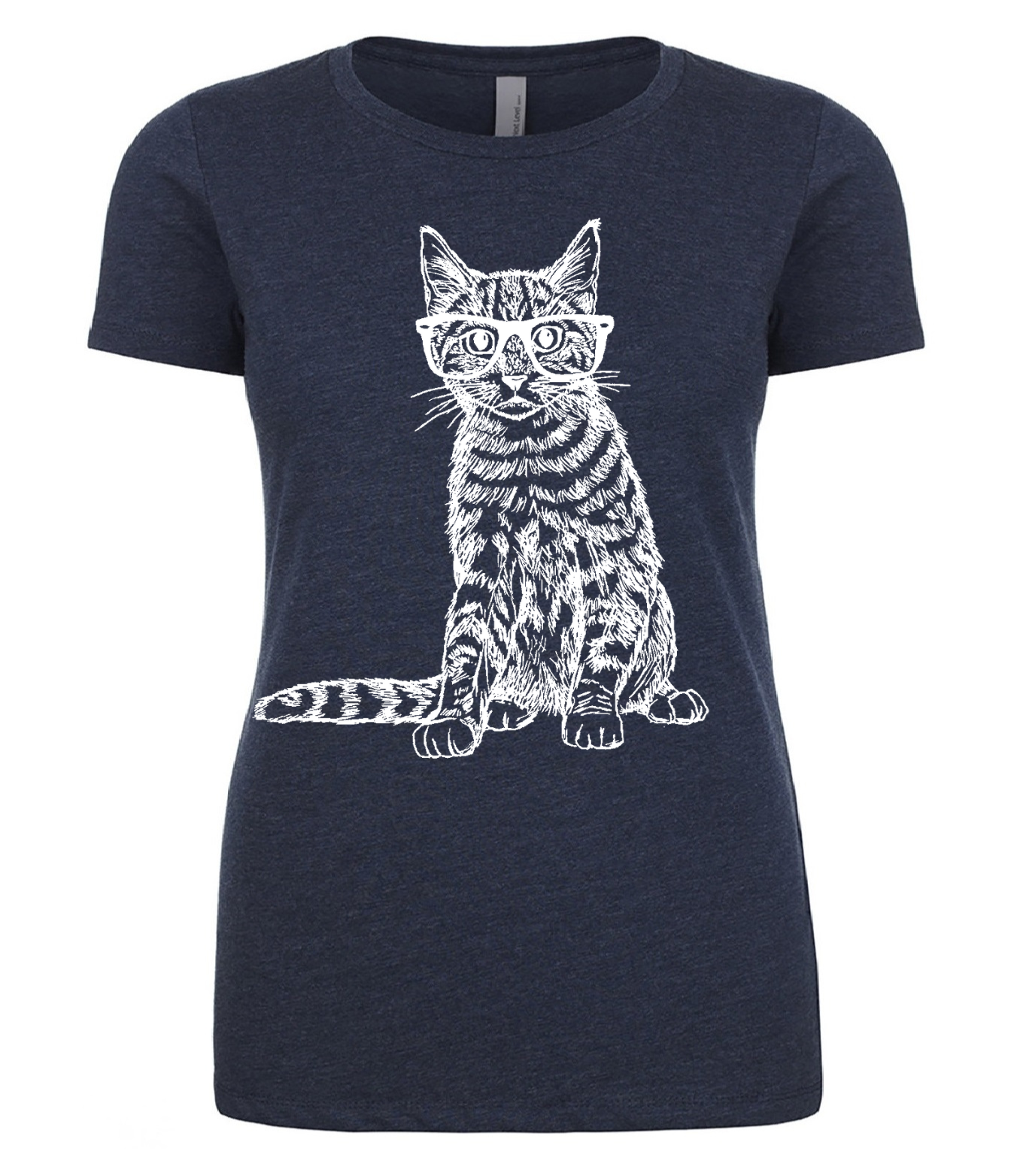 Cat Wearing Glasses Ladies T Shirt