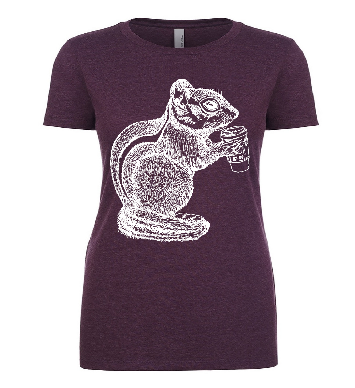 Chipmunk Drinking Coffee Ladies T Shirt