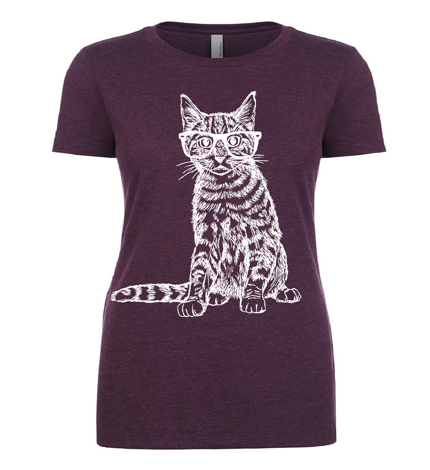 Cat Wearing Glasses Ladies T Shirt