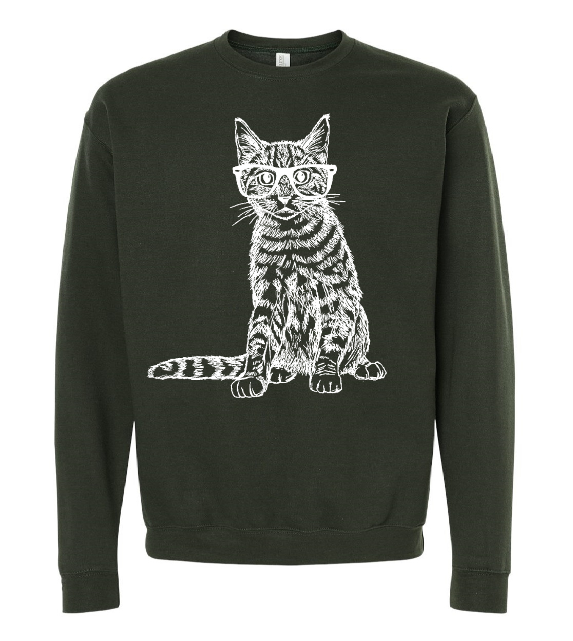 Cat Wearing Glasses Unisex Fleece Crewneck