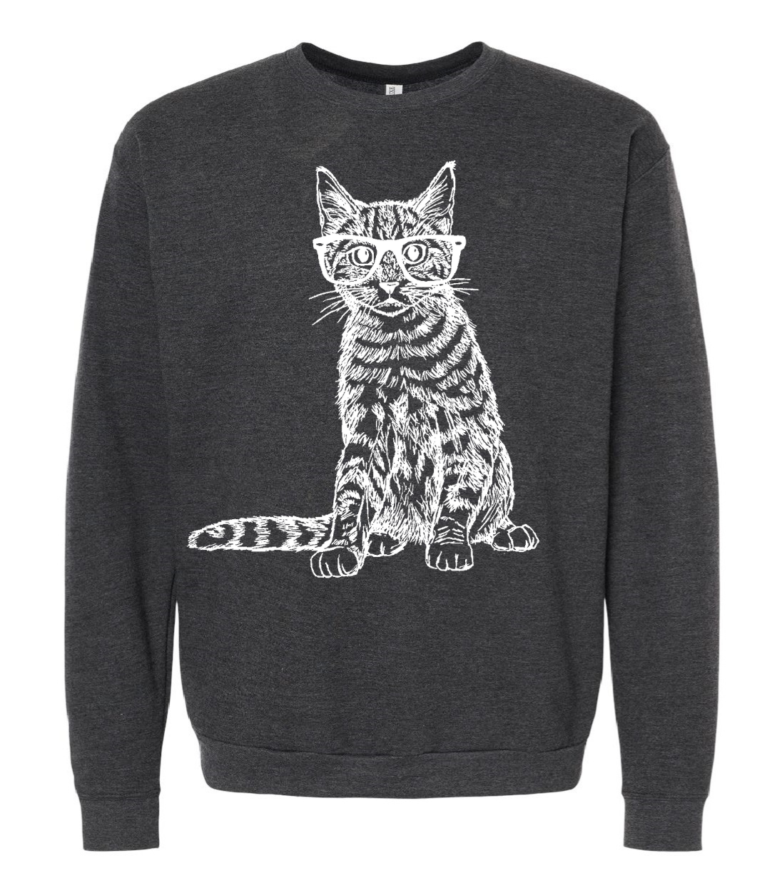 Cat Wearing Glasses Unisex Fleece Crewneck