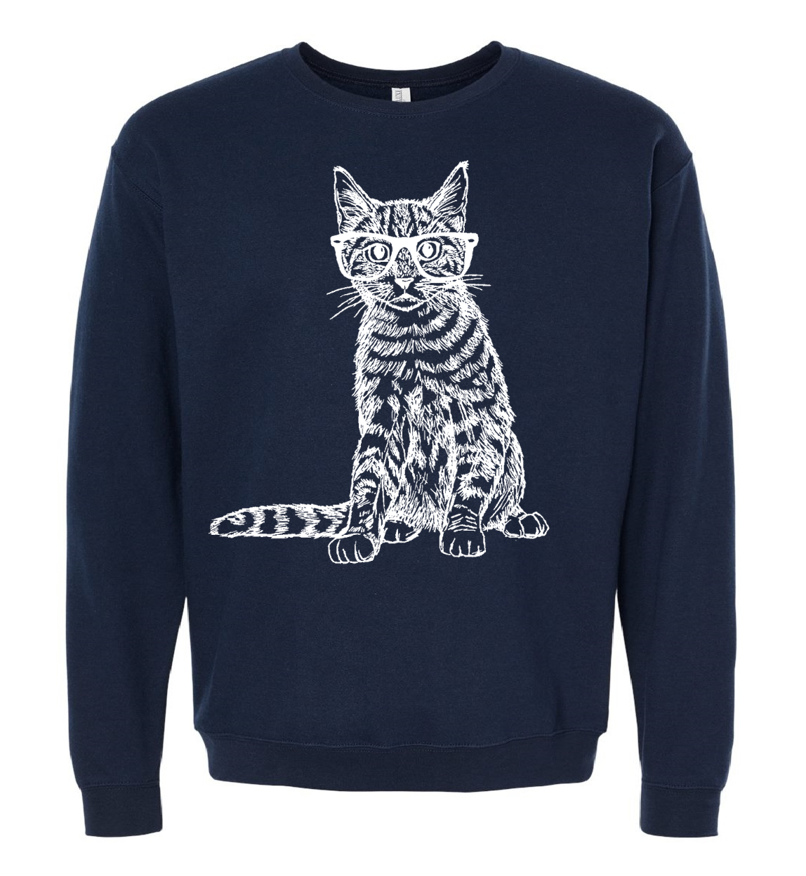 Cat Wearing Glasses Unisex Fleece Crewneck