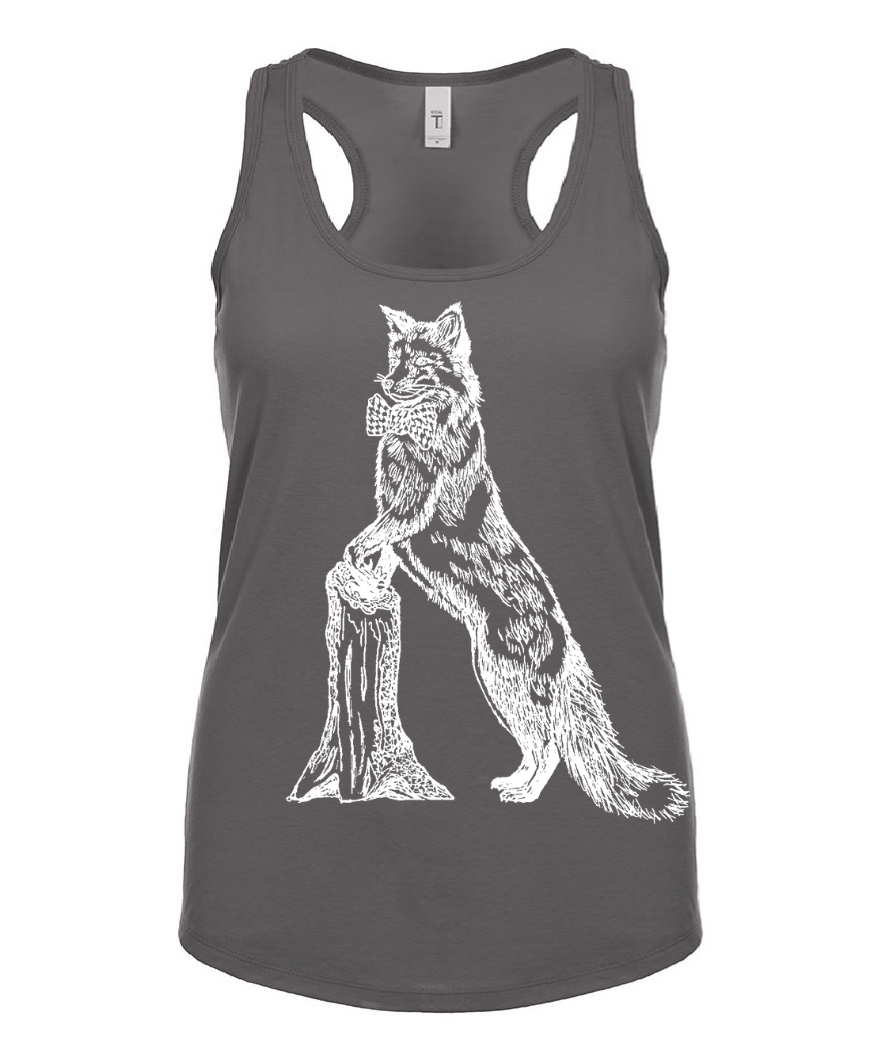 Fox in a Houndstooth Bowtie Ladies Tank Top