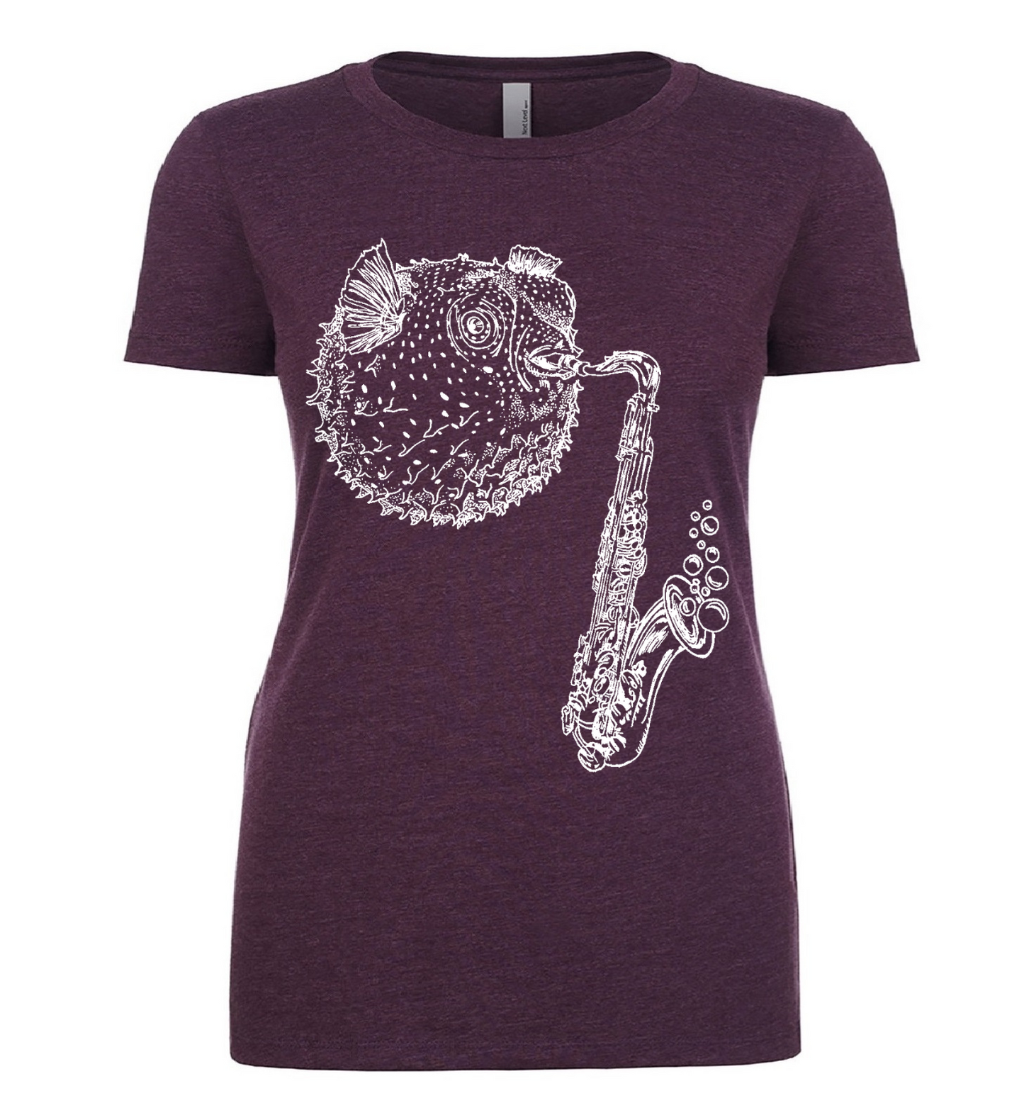Blowfish Playing Saxophone Ladies T Shirt