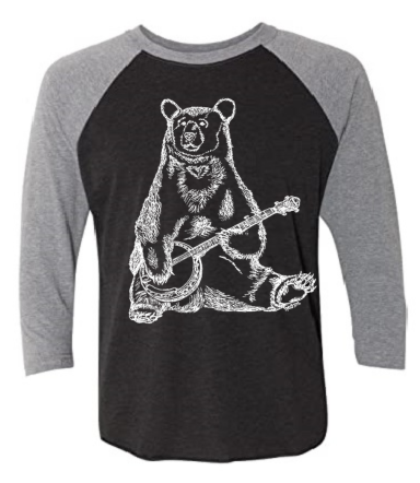Banjo Bear Unisex 3/4 Sleeve Baseball Tee