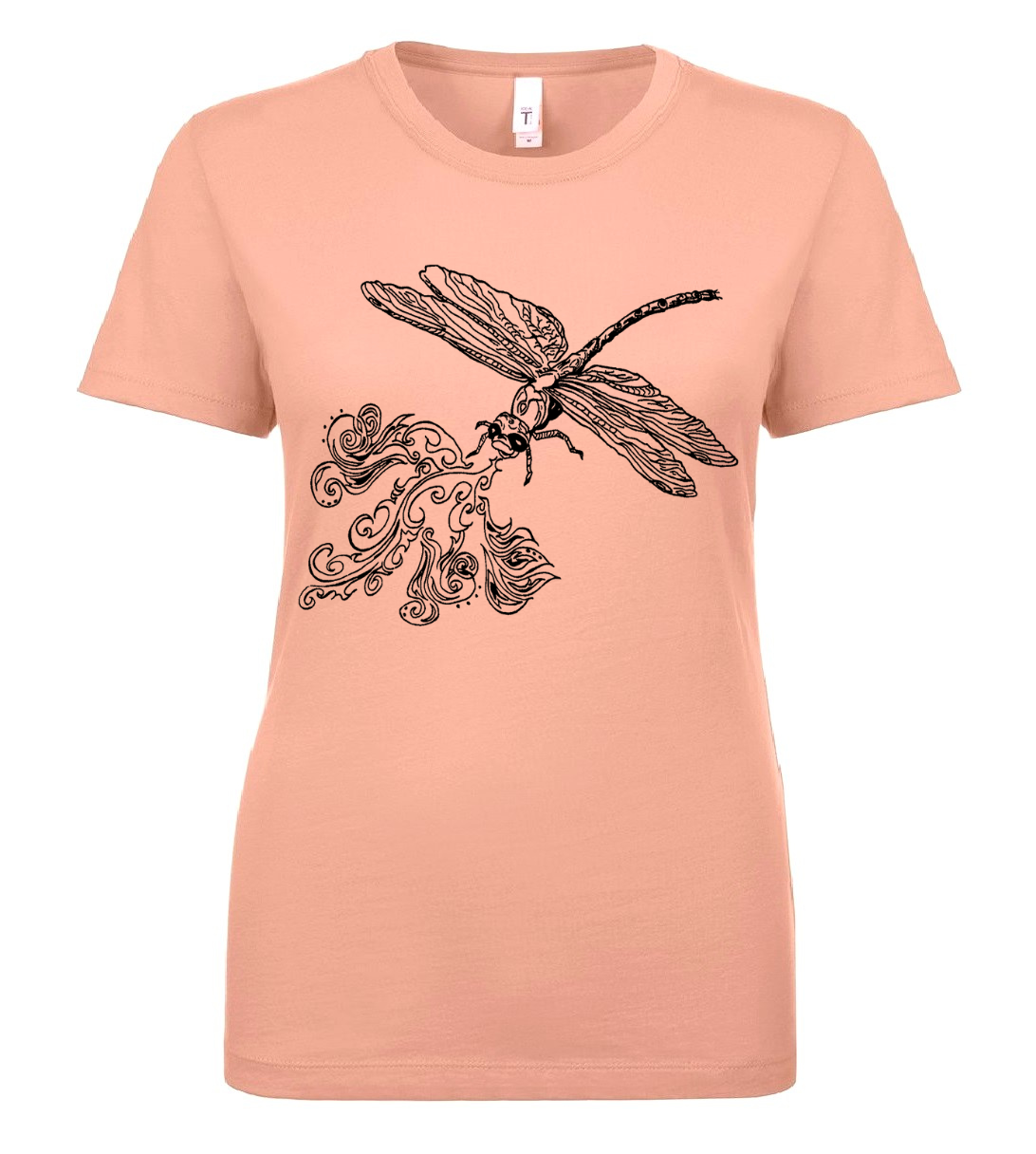 Fire Breathing Dragonfly Ladies T Shirt