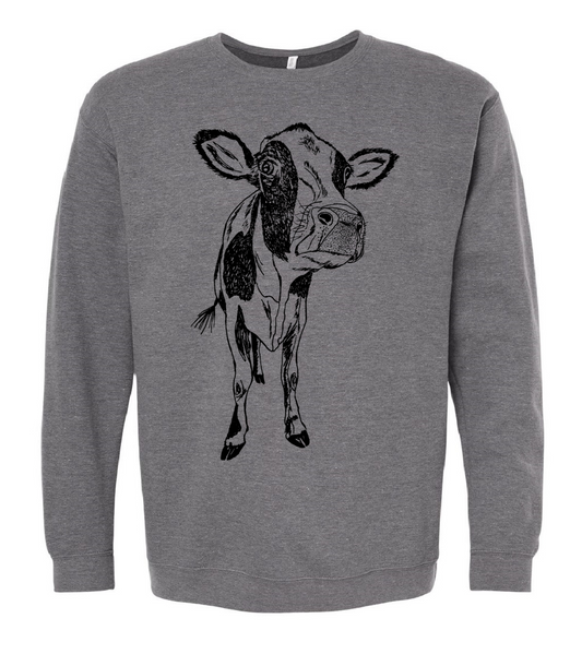 Curious Cow Unisex Fleece Crewneck