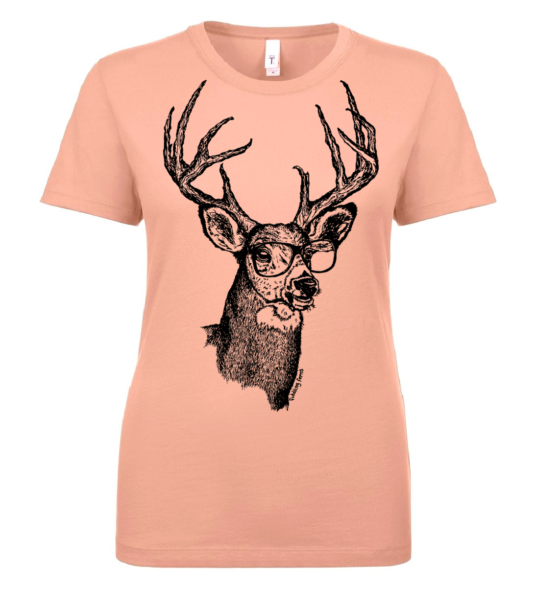 Buck Wearing Glasses Ladies T Shirt