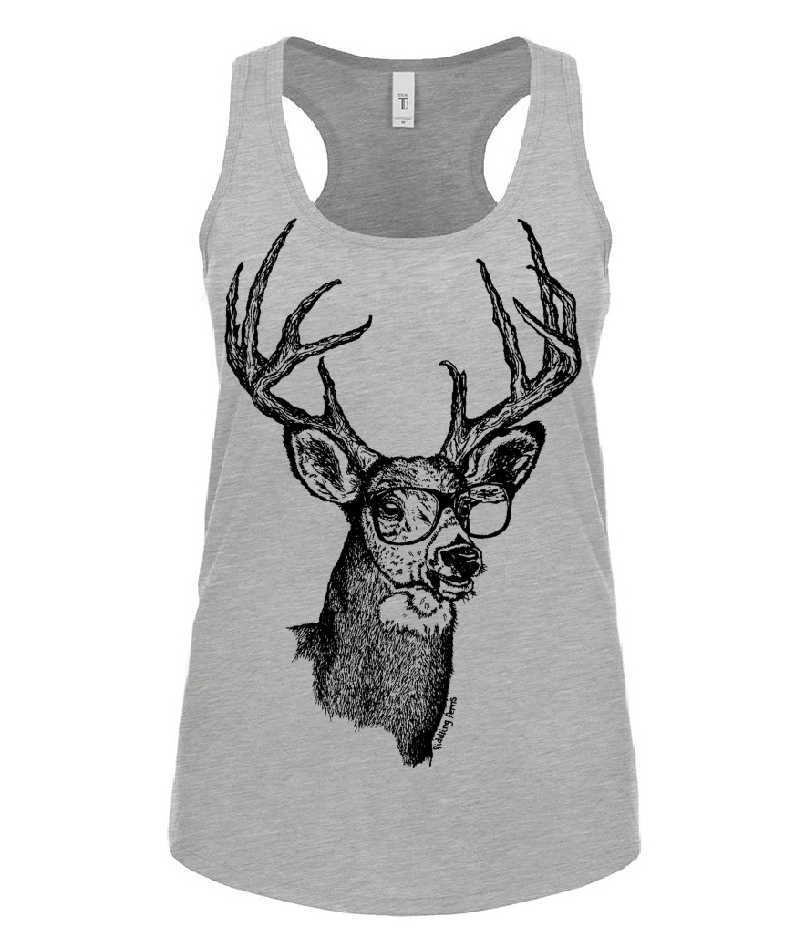 Buck Wearing Glasses Ladies Tank Top