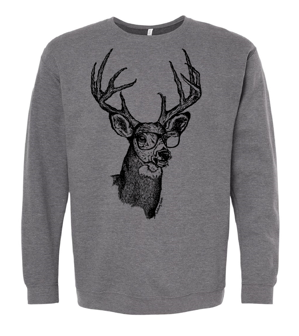Deer Buck with Glasses Unisex Fleece Crewneck