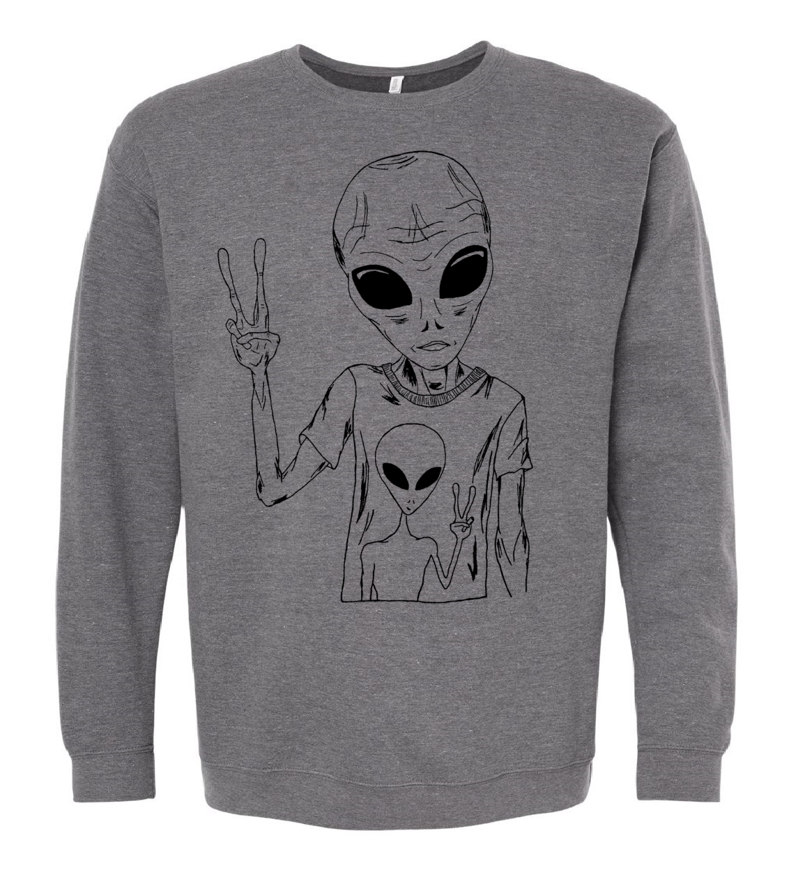 Alien Wearing an Alien Tee Unisex Fleece Crewneck