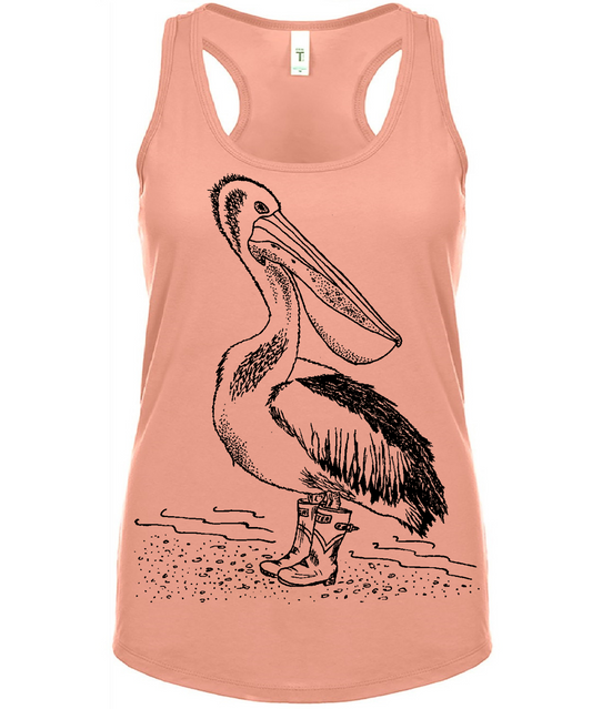 Pelican in Rain Boots Ladies Tank Top