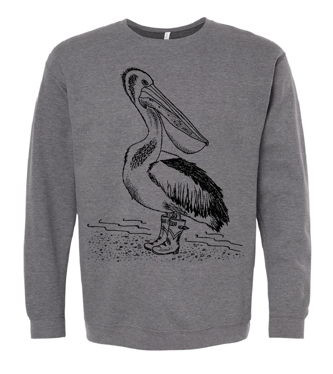 Pelican in Rain Boots Unisex Fleece Crewneck