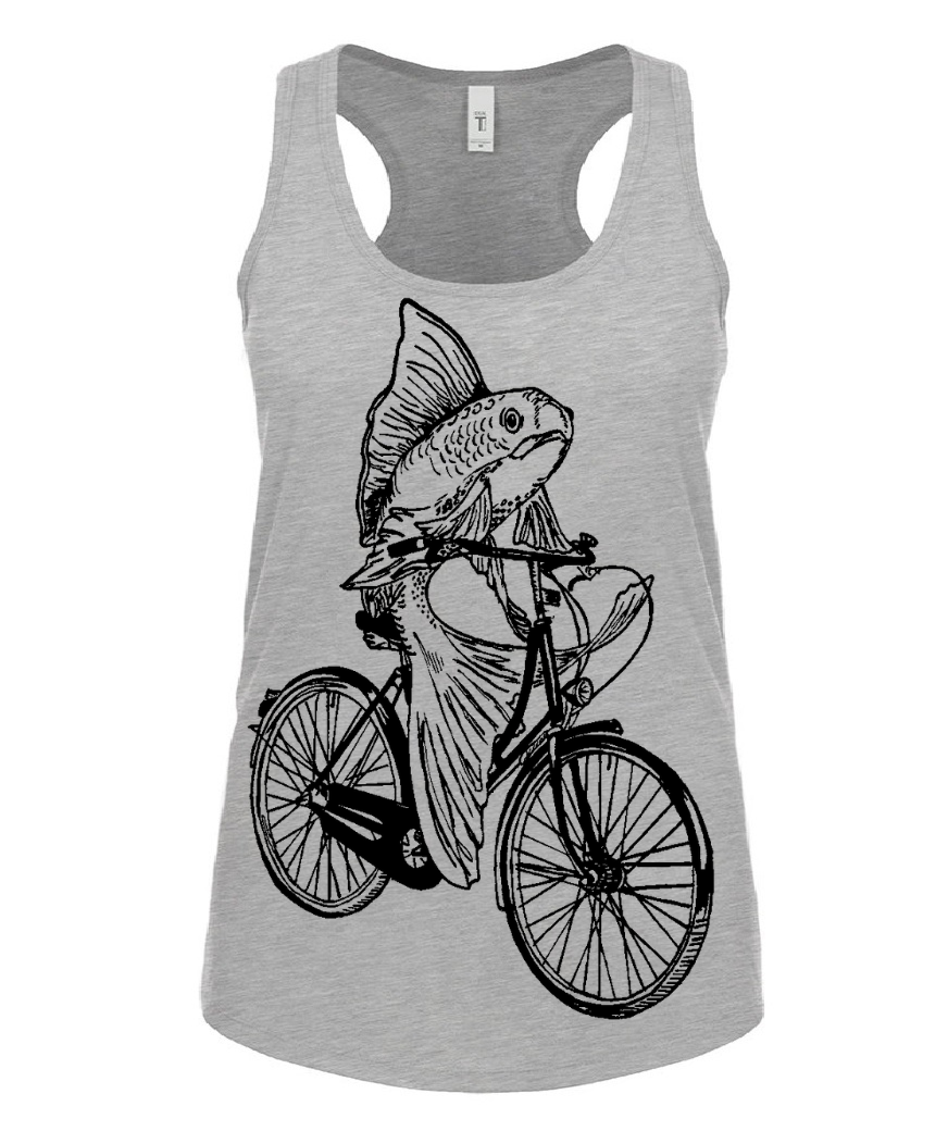Fish on a Bicycle Ladies Tank Top