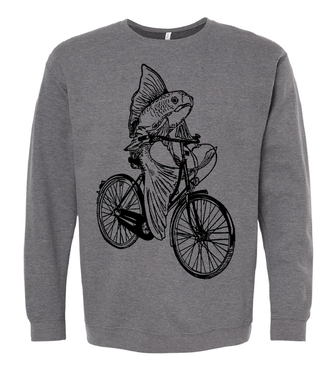 Fish on a Bicycle Unisex Fleece Crewneck