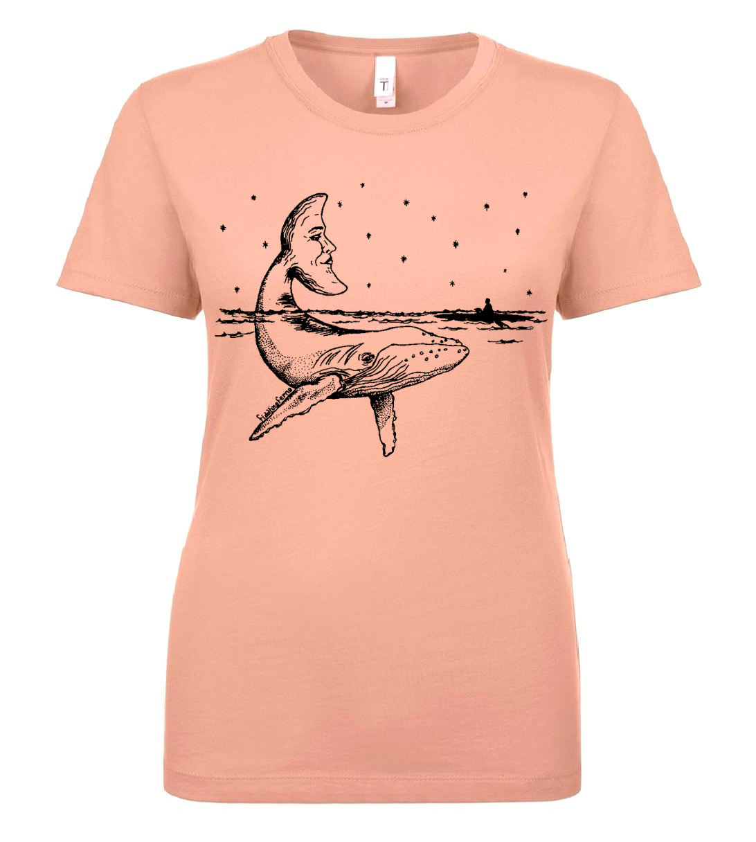 Whale with a Moon Tail Ladies T Shirt