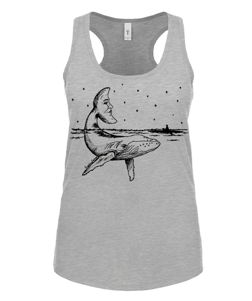 Whale with a Moon Tail Ladies Tank Top