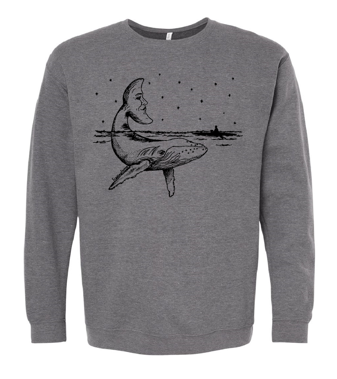 Whale with a Moon Tail Unisex Fleece Crewneck