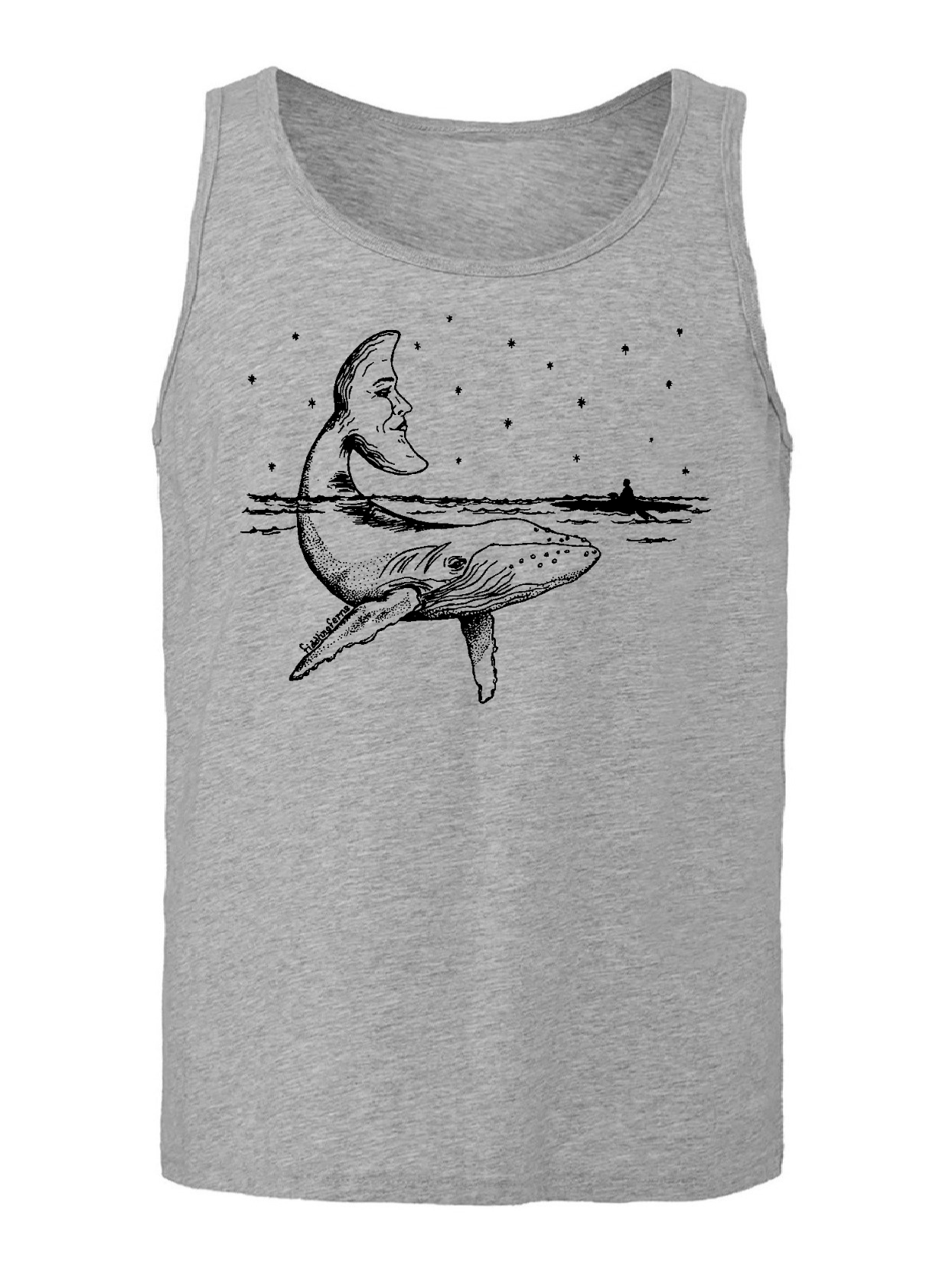 Whale with a Moon Tail Unisex Tank Top