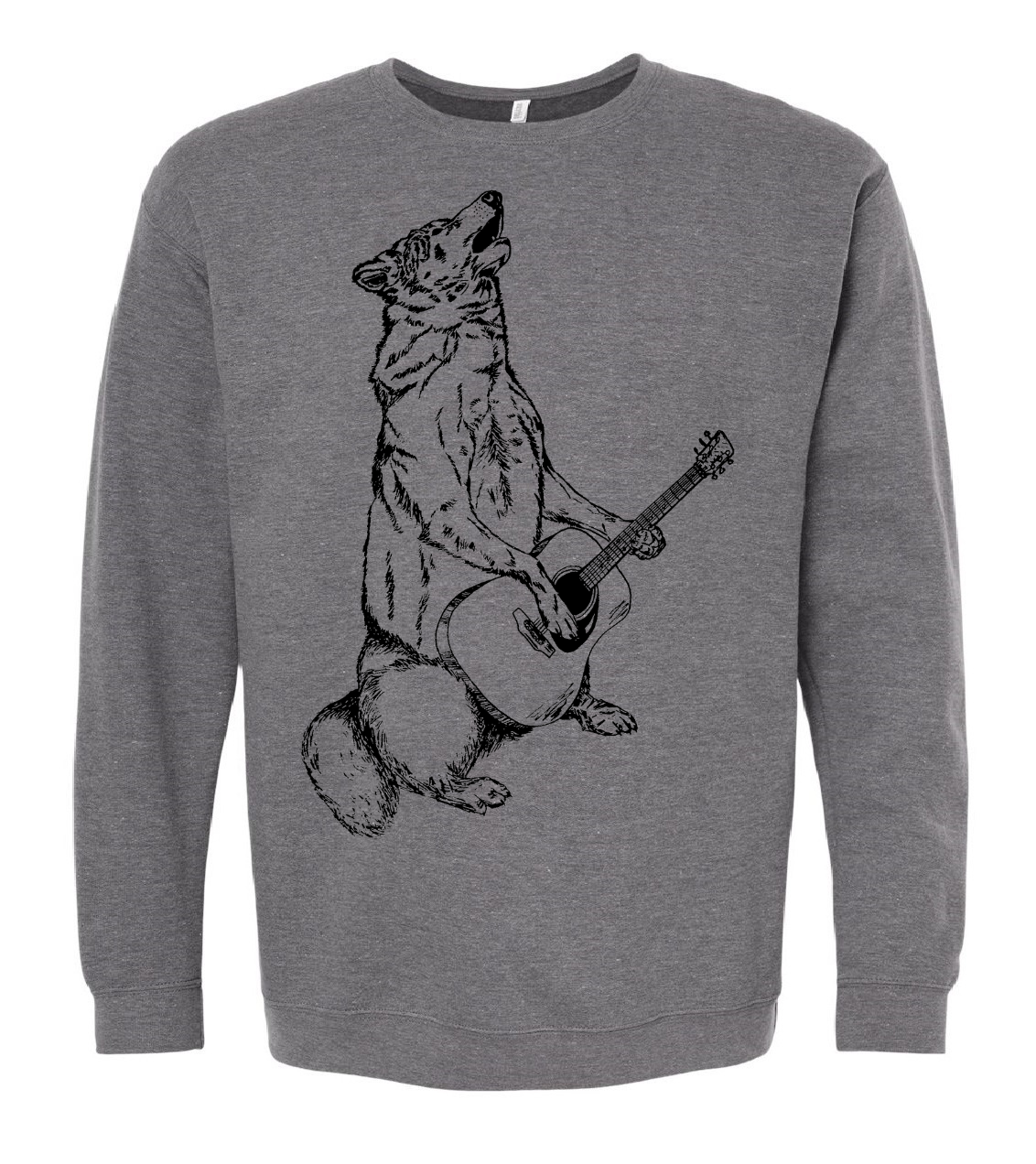 Howling Wolf with Guitar Unisex Fleece Crewneck