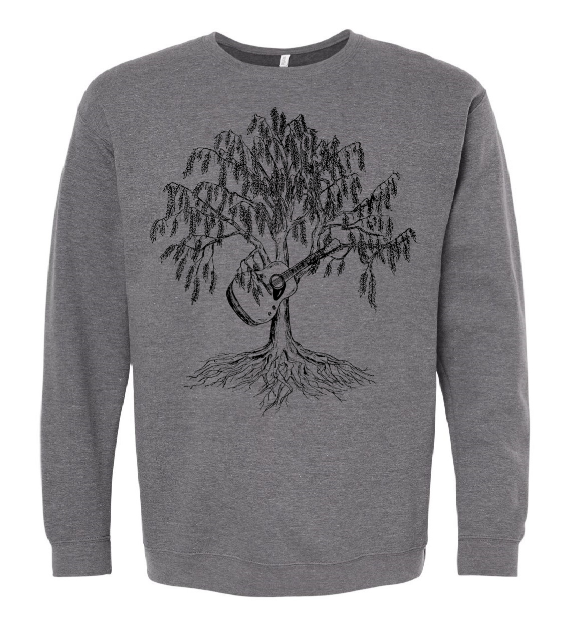 Weeping Willow Tree with Guitar Unisex Fleece Crewneck