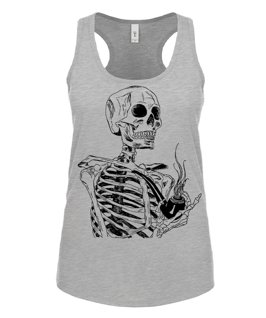Skeleton Smoking a Pipe Ladies Tank Top