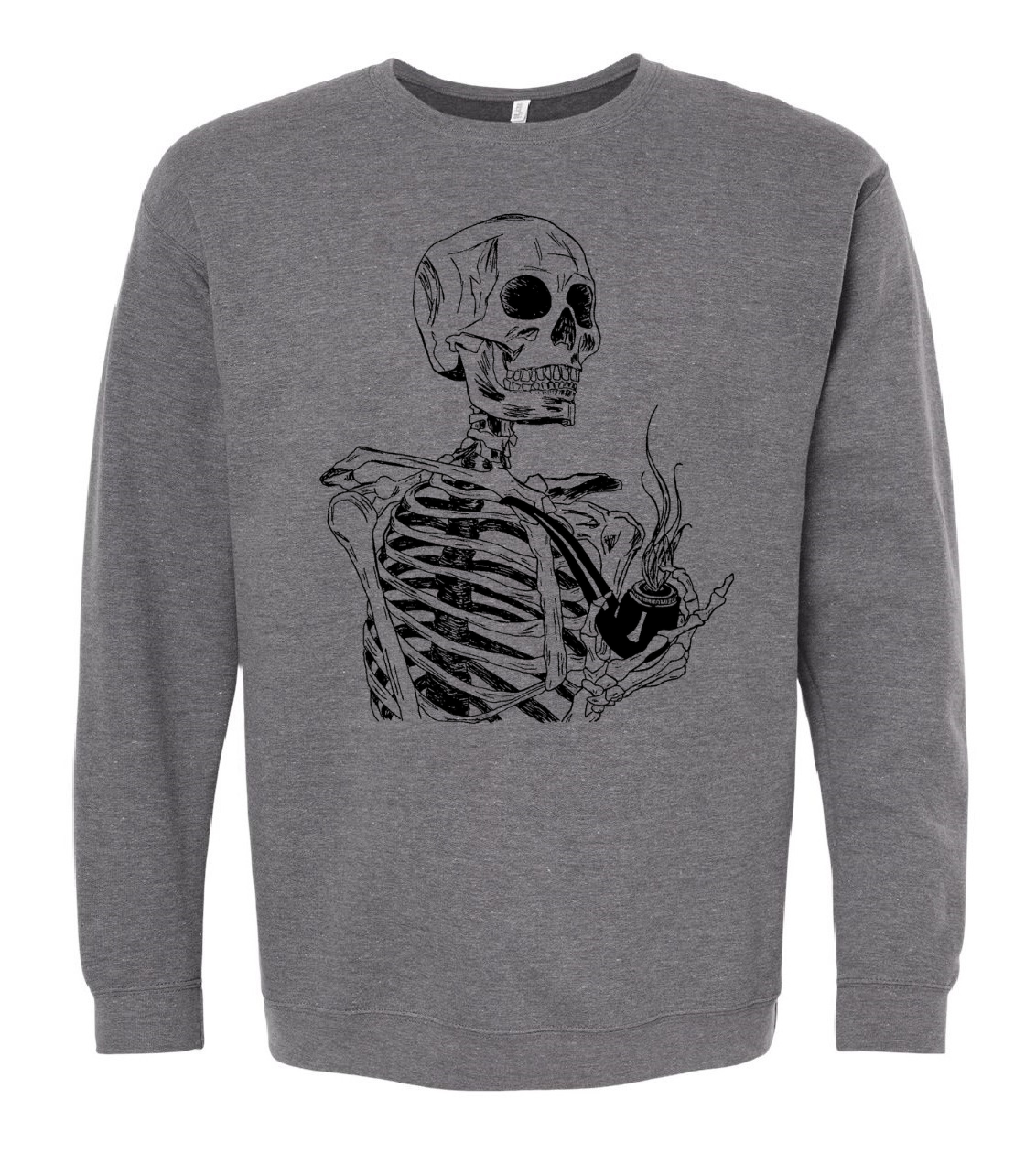 Skeleton Smoking a Pipe Unisex Fleece Crewneck