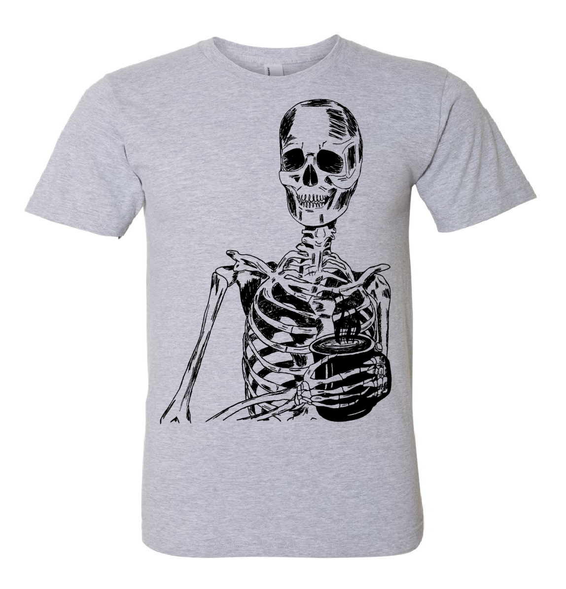 Skeleton Drinking Coffee Unisex T Shirt