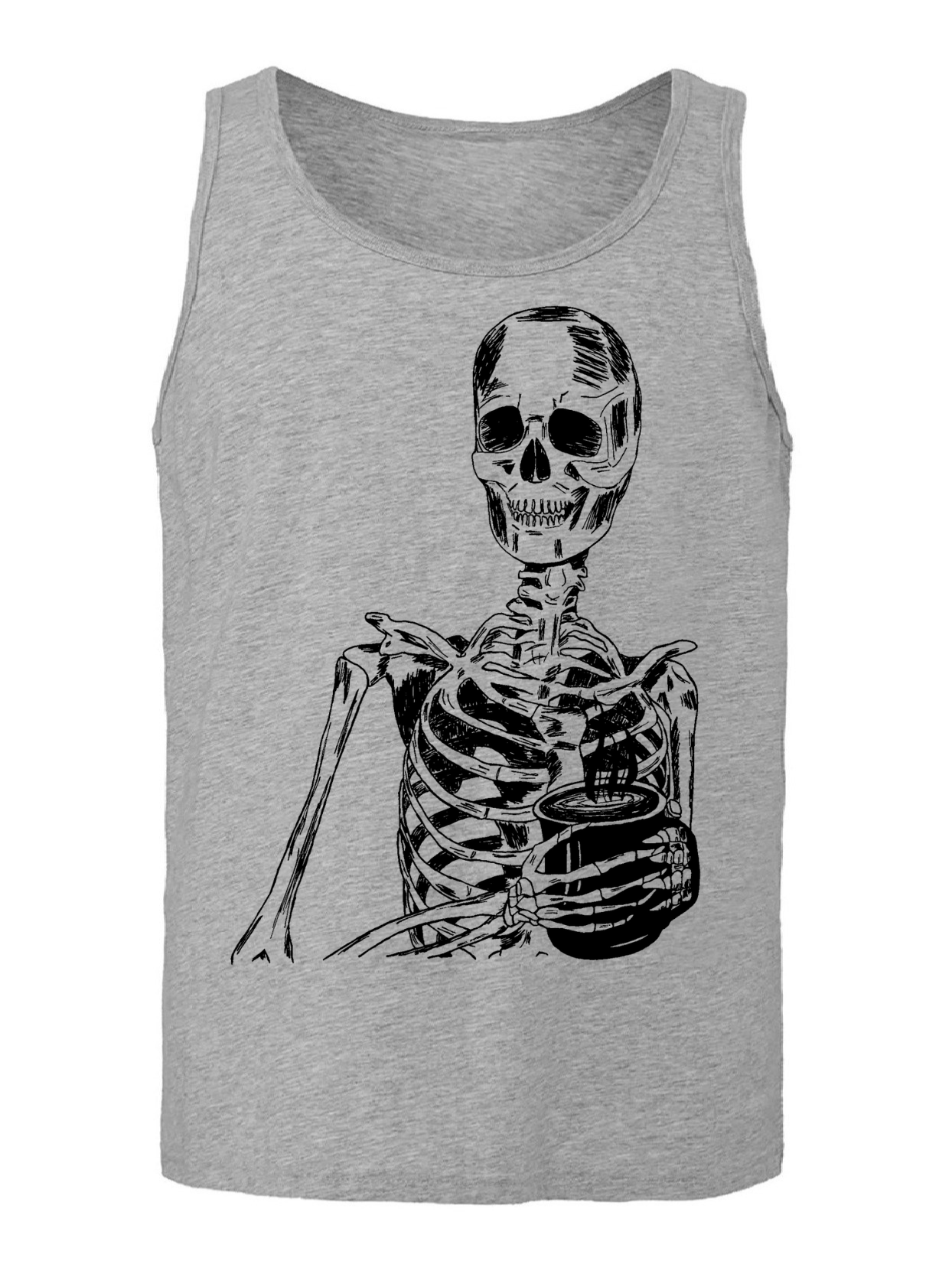 Skeleton Drinking Coffee Unisex Tank Top