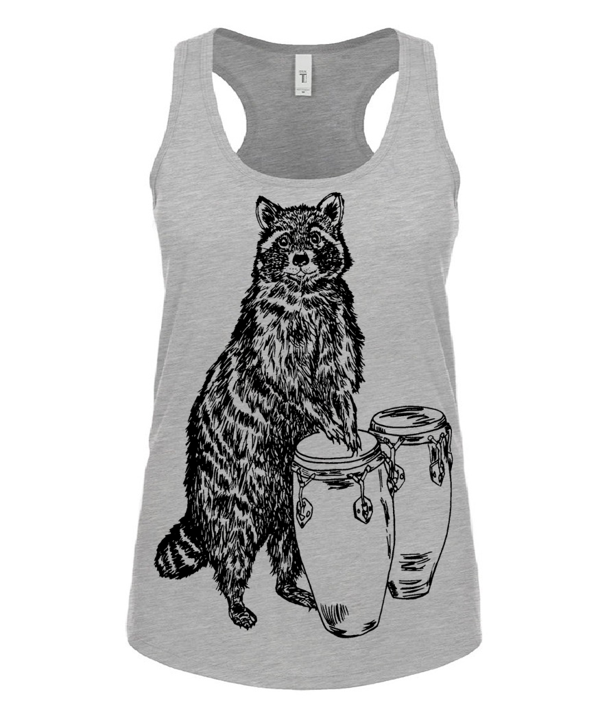 Raccoon Drummer Ladies Tank Top