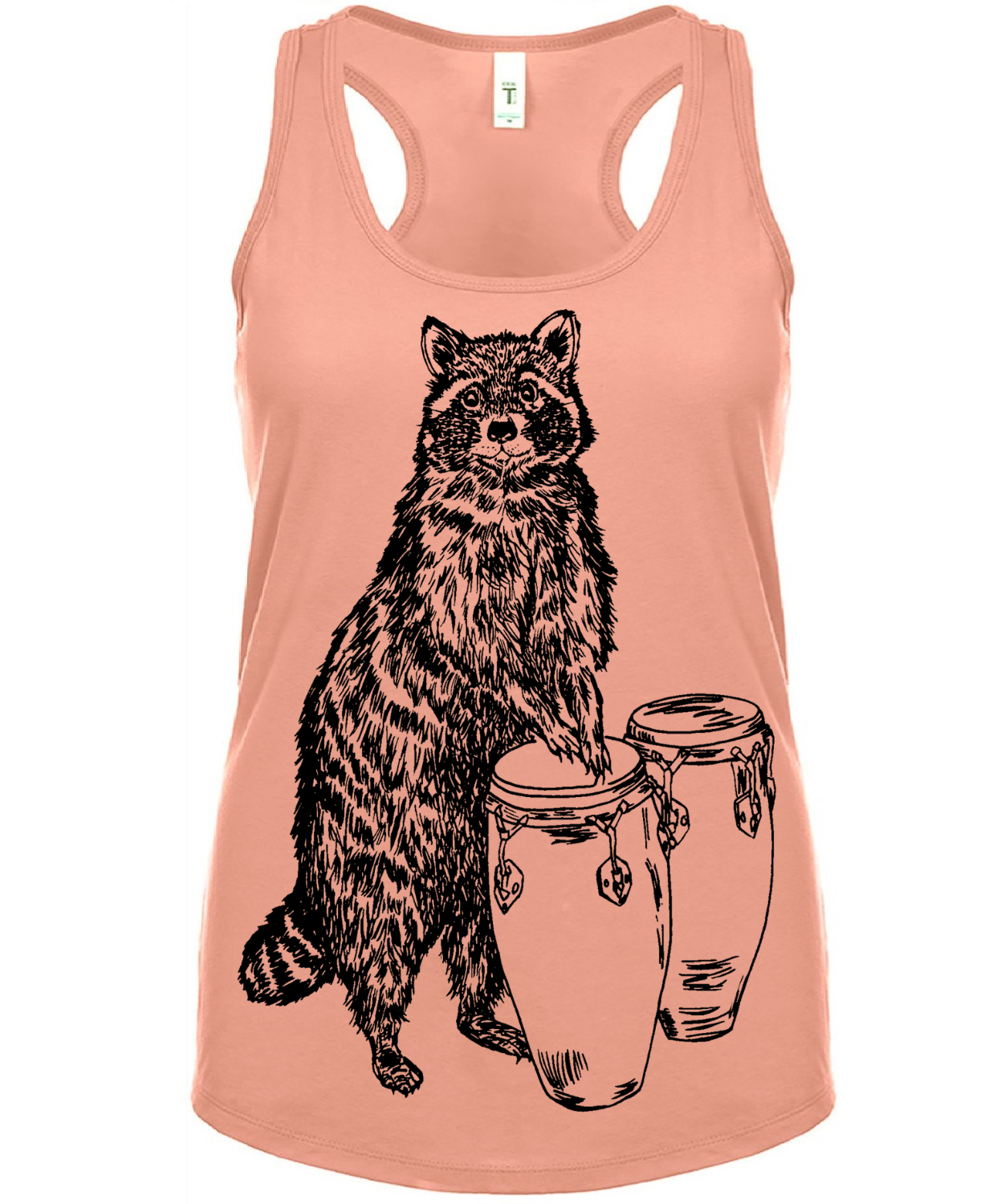 Raccoon Drummer Ladies Tank Top