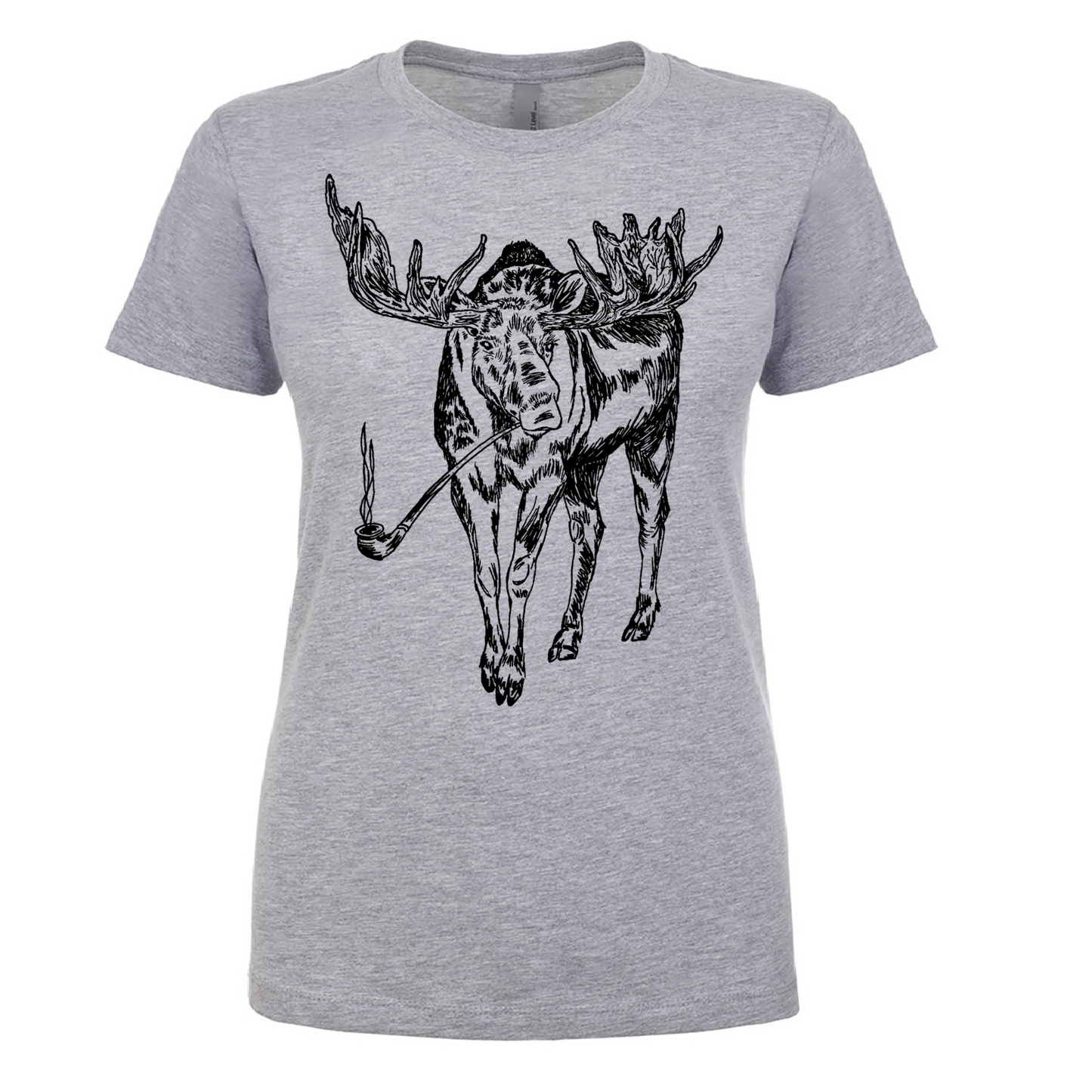 Moose Smoking a Pipe Ladies T Shirt