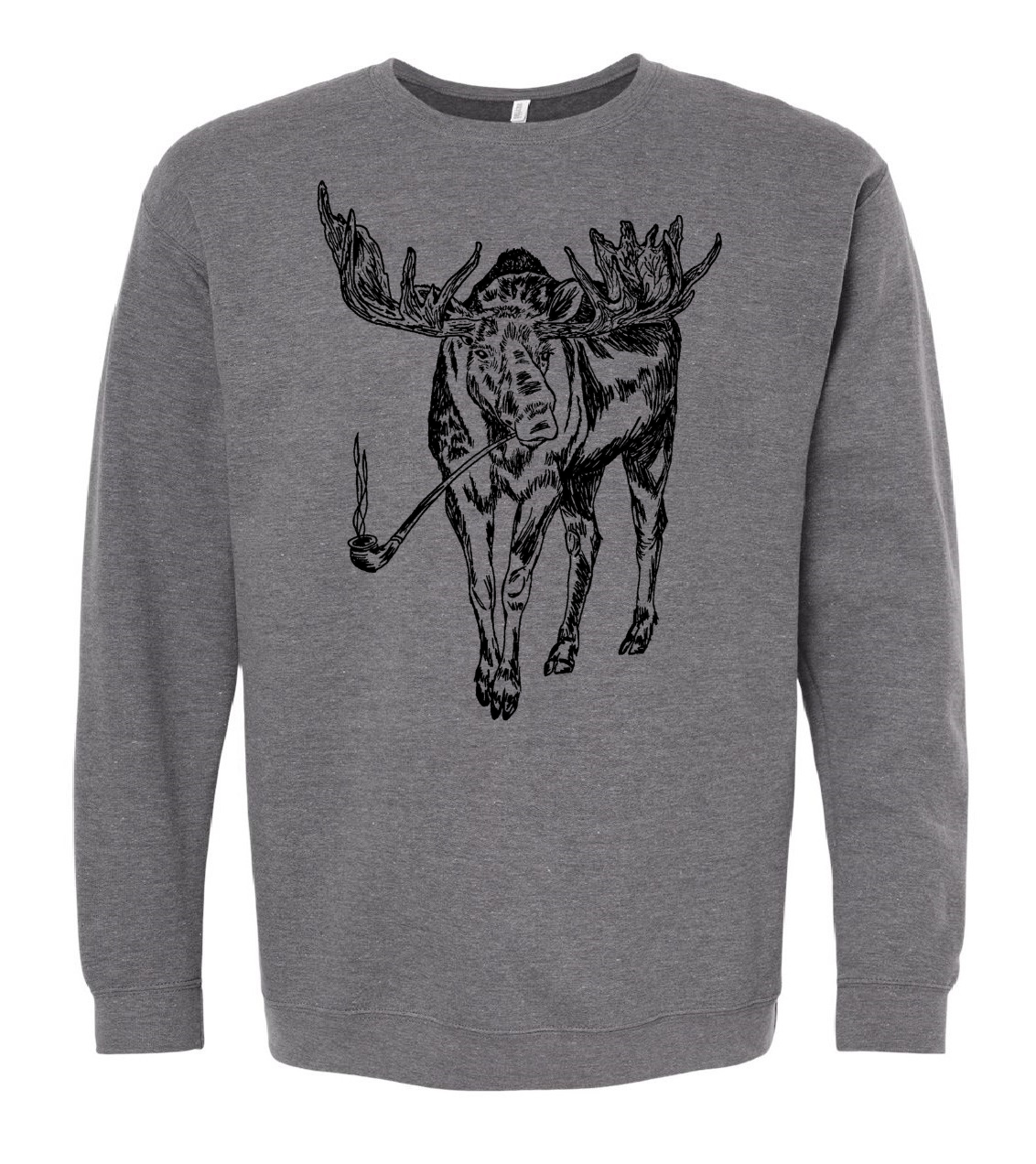Moose Smoking a Pipe Unisex Fleece Crewneck