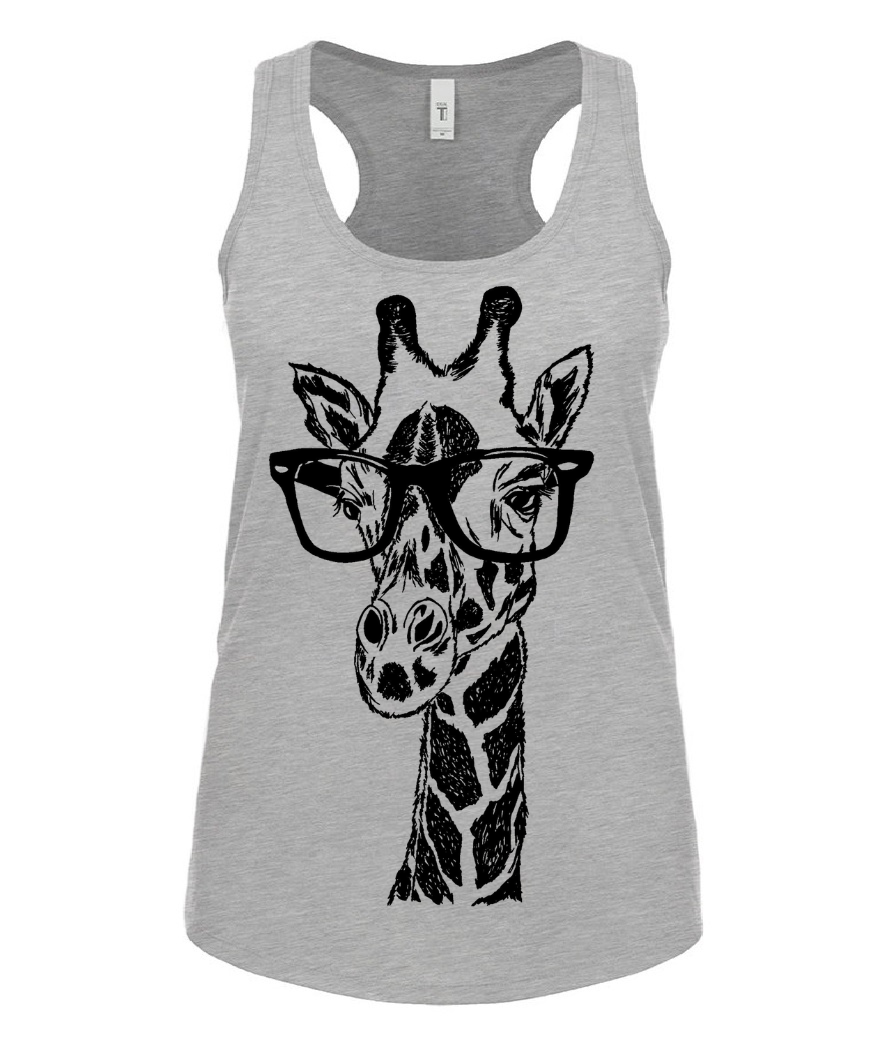 Giraffe Wearing Glasses Ladies Tank Top