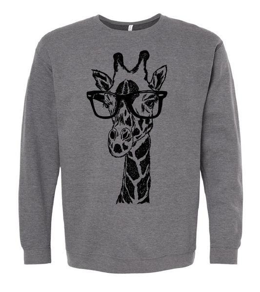 The Original Giraffe with Glasses Unisex Fleece Crewneck
