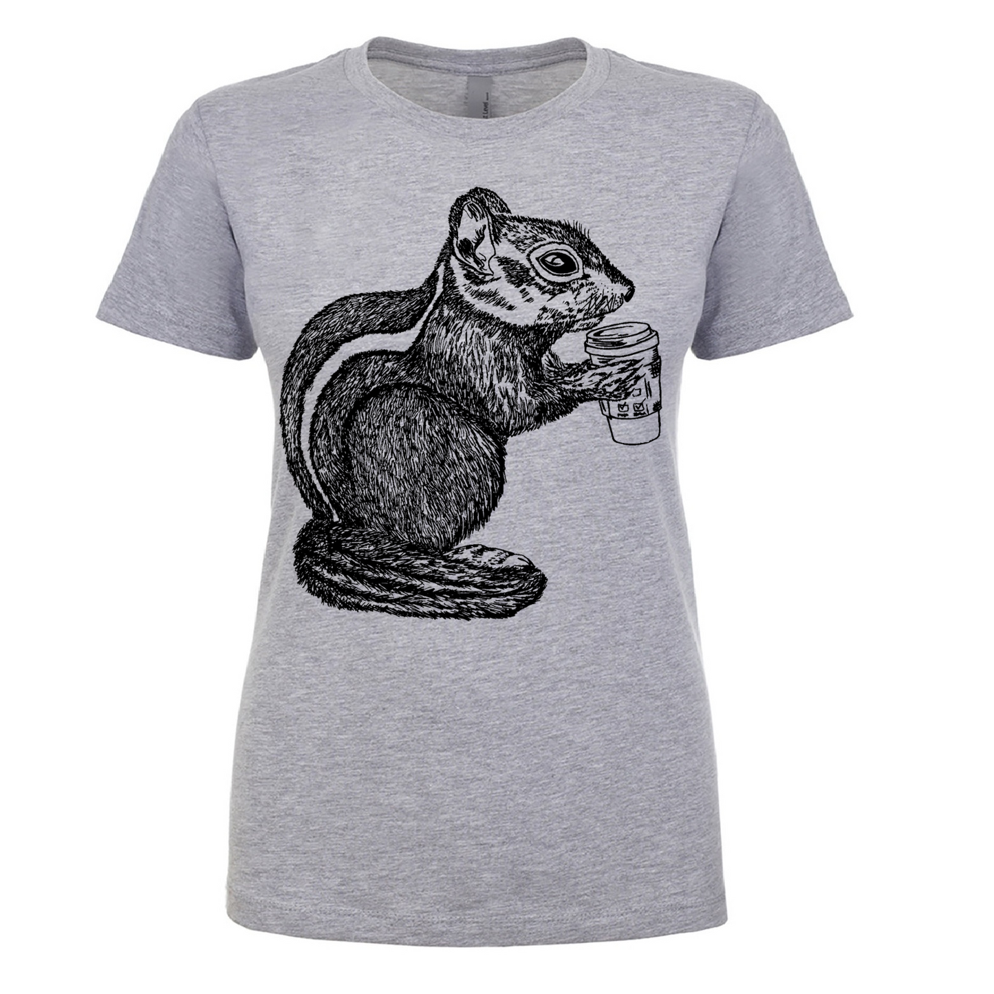 Chipmunk Drinking Coffee Ladies T Shirt