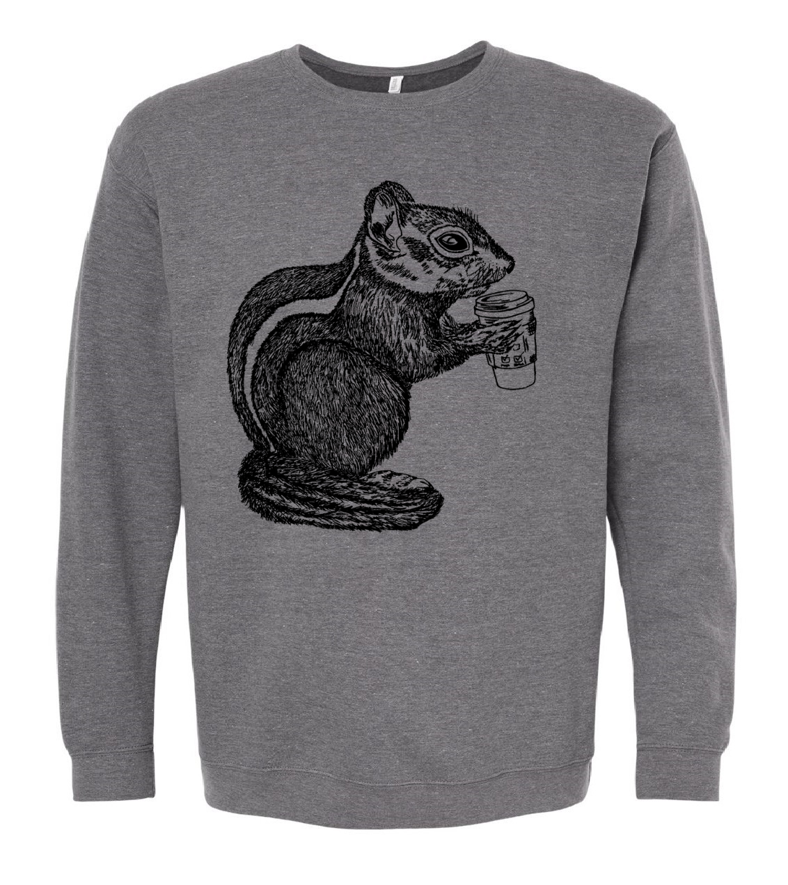 Chipmunk Drinking Coffee Unisex Fleece Crewneck