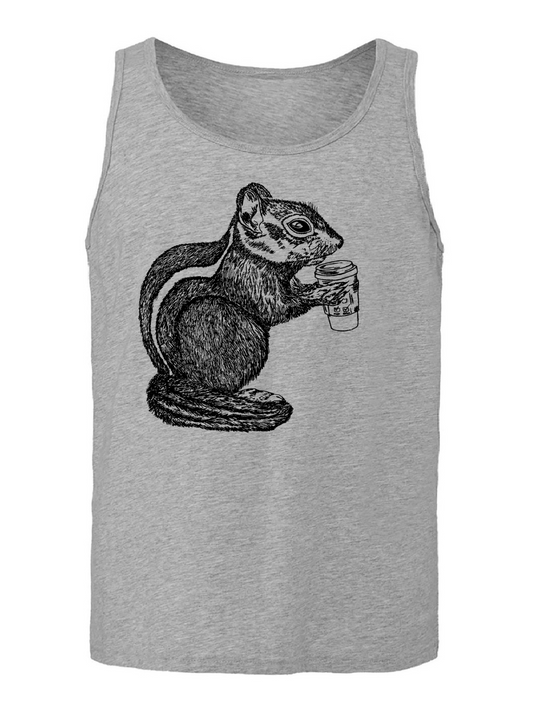 Chipmunk Drinking Coffee Unisex Tank Top
