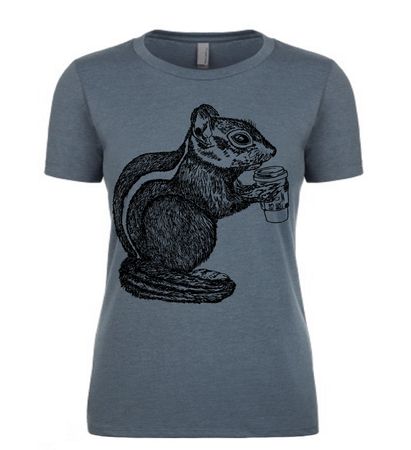 Chipmunk Drinking Coffee Ladies T Shirt