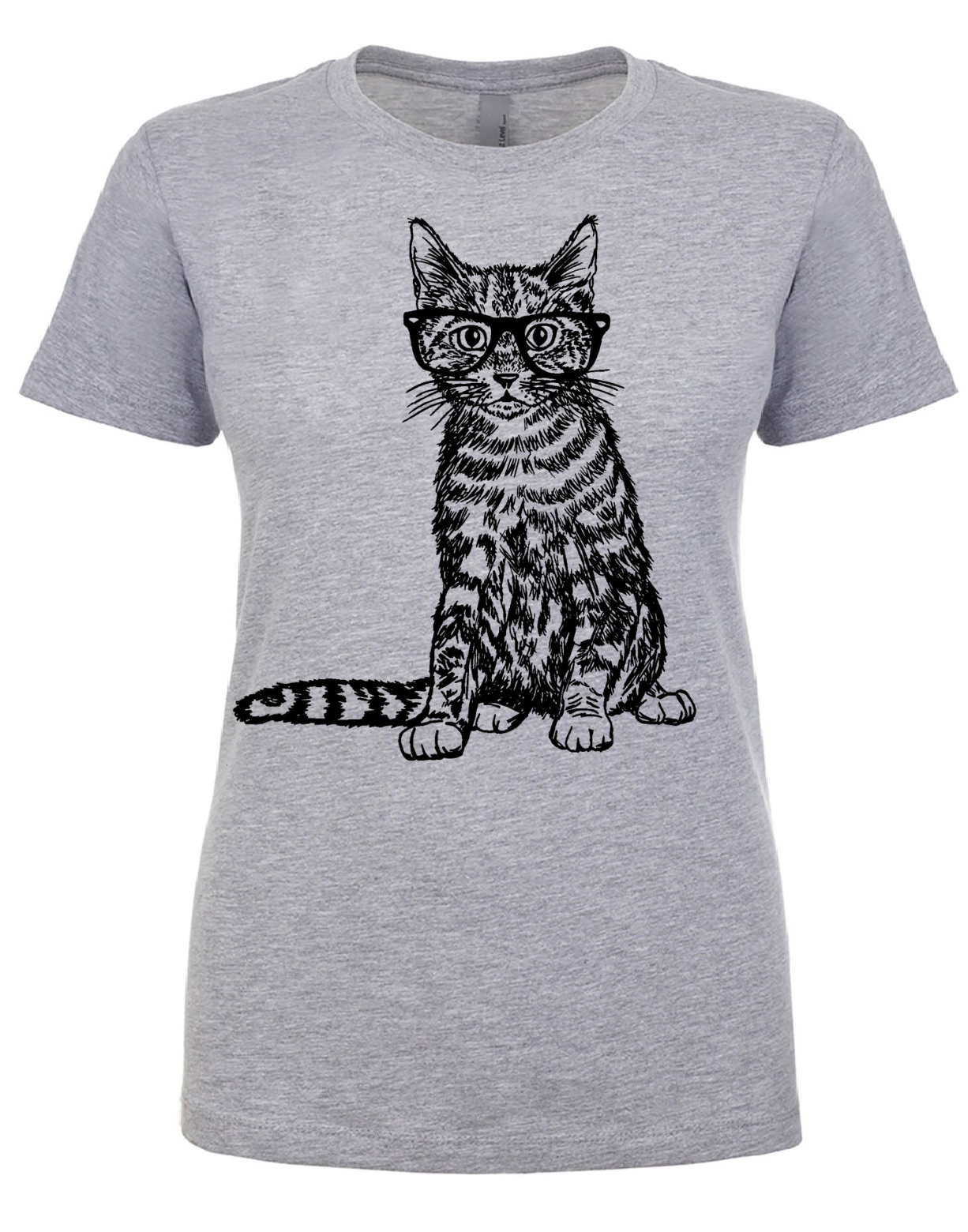 Cat Wearing Glasses Ladies T Shirt