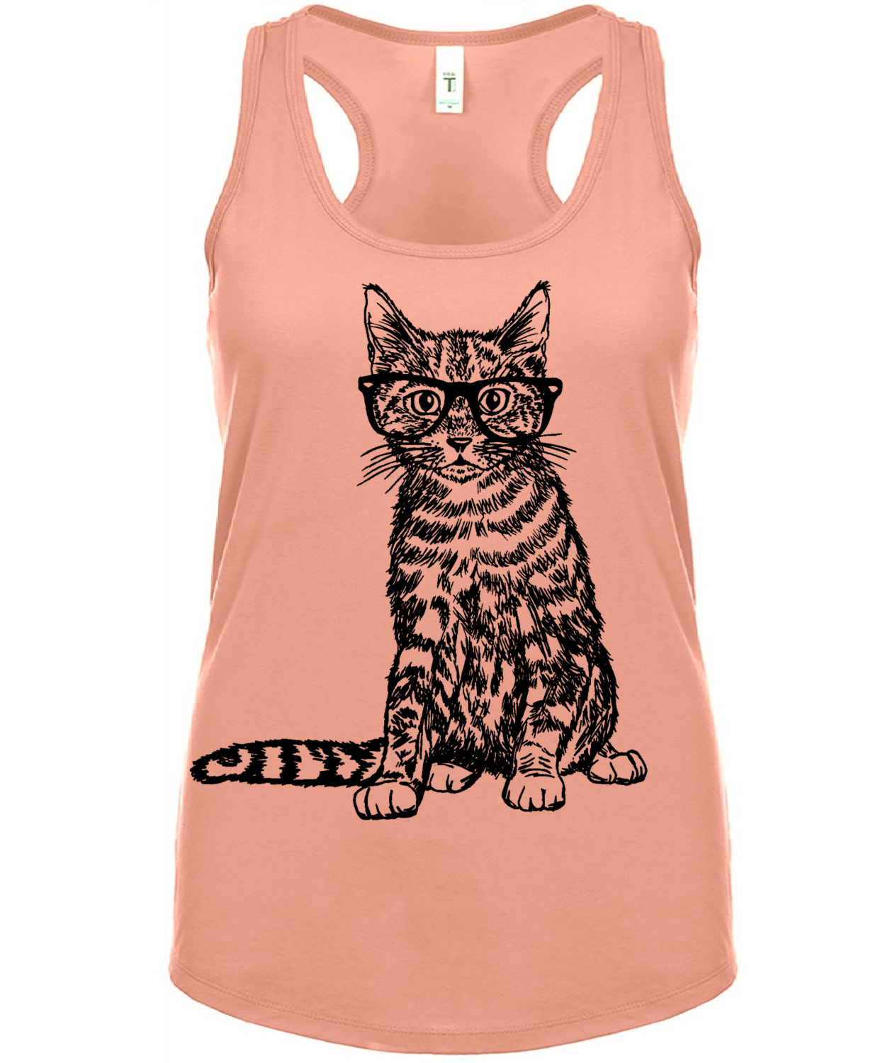 Cat Wearing Glasses Ladies Tank Top