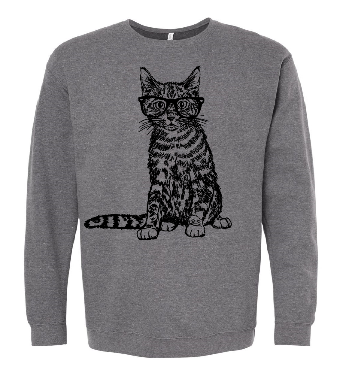 Cat Wearing Glasses Unisex Fleece Crewneck